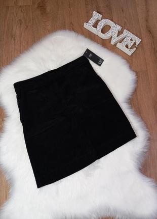 Черная вельветовая юбка новенький размер s