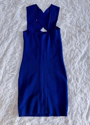 Яркое синее бандажное платье opus london5 фото