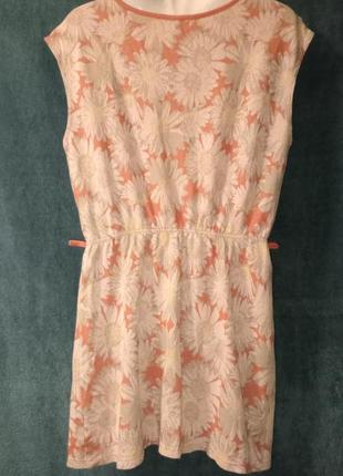 Короткое платье туника с цветочным принтом без рукавов хлопок2 фото