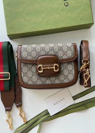 Сумка gucci канва/кожа 26 см упаковка пакет , пыльник , карты два ремешка в комплекте