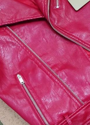 Шкіряна кожанная куртка курточка красная косуха недорого купить с, хс размер9 фото