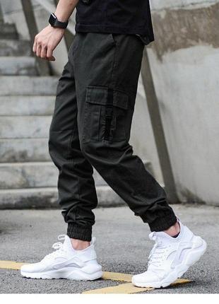 Спортивні штани джогери 100% котон якісні з карабінами карманами фірмові стильні беж бежеві чорні чоловічі люкс якість вільні4 фото