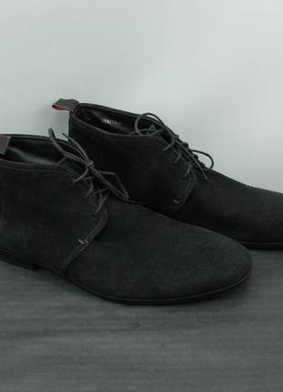 Качественные кожаные туфли hugo boss black suede leather casual shoes