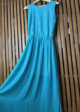 Платье вечернее/ на выпускной; голубое/бирюзовое; м
