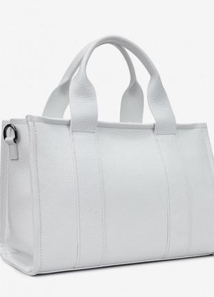 Яркая сумка белая  белая сумка из натуральной кожи женская белая сумка итальянская2 фото