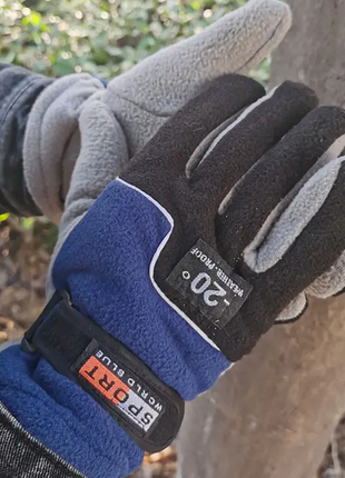 Теплі флісові термальні рукавички чорні4 фото