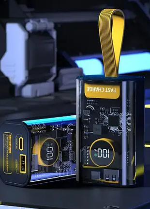 Зовнішній акумулятор 20000mah прозорий підтримка швидкої зарядки