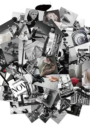 Наклейки естетичні чорно-білі, стикери атмосферні 10 шт.