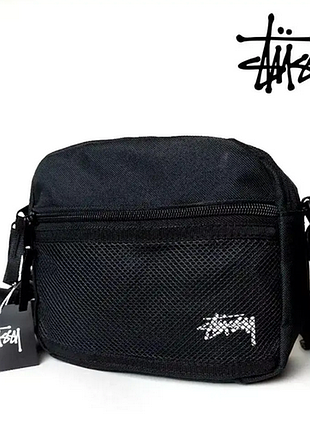 Сумка stussy через плече месенджер стусі чорна