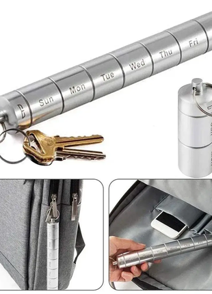 Таблетница на тиждень 7 днів металева, чорна / контейнер для