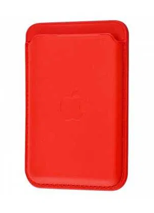 Картхолдер leather wallet with magsafe (red) (ааа)(червоний)