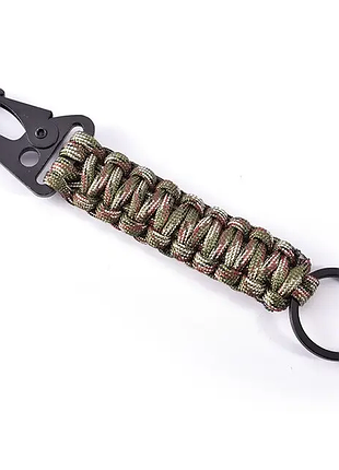 Армійський брелок-паракорд із карабіном 2в1 зелений