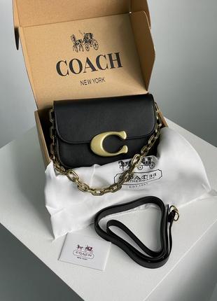 Сумка coach из гладкой кожи в черном цвете.   (арт: 99203)  📐 размер: 21 x 15 x 7 см 🧵 материал: к