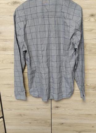 Новая приталенна теплая мужская рубашка в клеточку, l2 фото