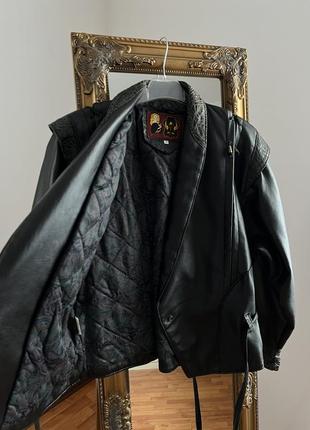Эксклюзивная винтажная итальянская кожаная куртка утепленная бренд poly vinyl3 фото