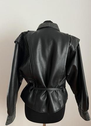 Эксклюзивная винтажная итальянская кожаная куртка утепленная бренд poly vinyl8 фото