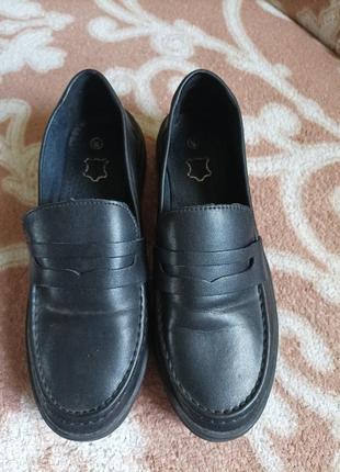 Туфли женские чёрные кожаные размер 38