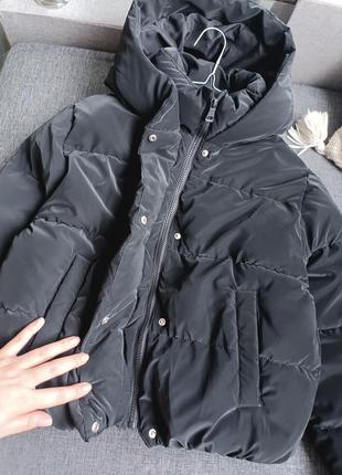 Черная куртка пуфер деми на весну осень zara 11 12 лет3 фото