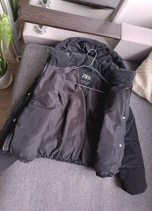 Черная куртка пуфер деми на весну осень zara 11 12 лет4 фото