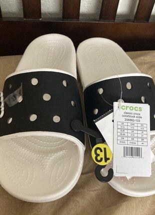 Крокс слайд классик белые/черные crocs classic slide white black8 фото