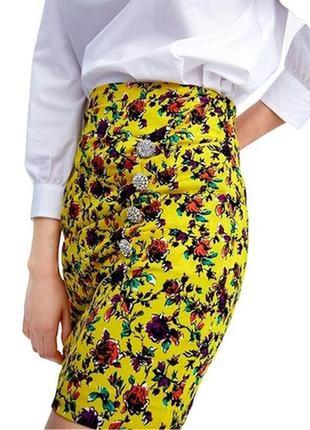 Очаровательная качественная юбка в цветочный принт успешного испанского бренда zara1 фото