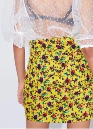 Очаровательная качественная юбка в цветочный принт успешного испанского бренда zara2 фото