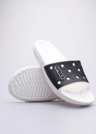 Крокс слайд классик белые/черные crocs classic slide white black1 фото