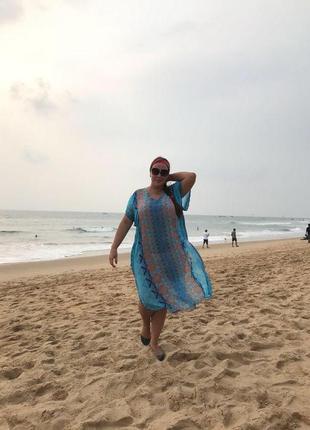 Пляжная туника женская в пол универсальный разноцветный4 фото