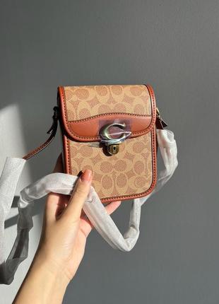 Сумочка женская coach tall studio phone crossbody bag (арт: 99068)5 фото