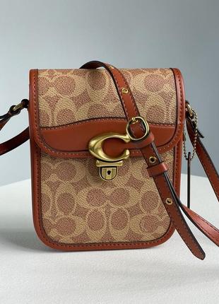 Сумочка женская coach tall studio phone crossbody bag (арт: 99068)4 фото