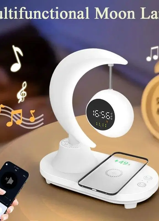 Беспроводная зарядка для телефона/ ночник-лампа/ динамик-колонка-блютус (луна)...