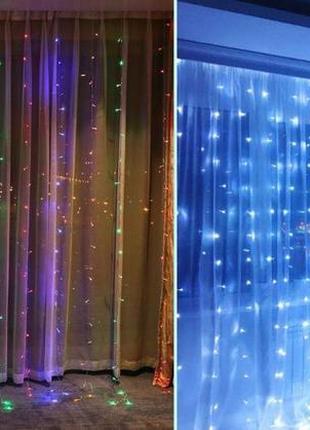 Світлодіодна гірлянда «водоспад» 320 led 3 м на 1.5 м, відтворюєт