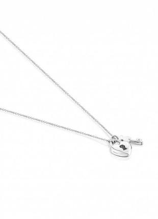 Серебряное колье ожерелье с сердцем и ключом медведиком1 фото