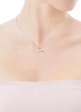 Серебряное колье ожерелье с сердцем и ключом медведиком4 фото