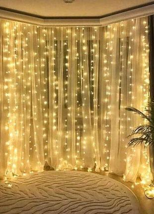 Гірлянда водоспад-штора premium теплий білий 3 м х 1.8 м 320 led