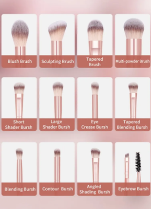 Набор профессиональных косметических кистей для макияжа maange, 18 штук, коралловы-розовые5 фото