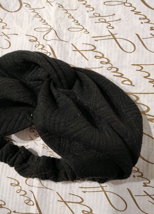 Трикотажная повязка-чалма на голову, черного цвета.2 фото