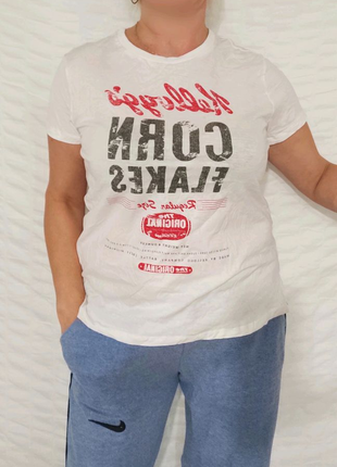 Коттоновая футболка с принтом от бренда h&m
