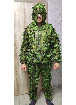 Камуфляжний костюм для полювання, 3d зелений листочок hunting ghi5 фото