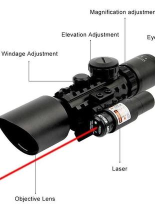 Оптический прицел 3-10x42e m9c bestsight, красный лазер