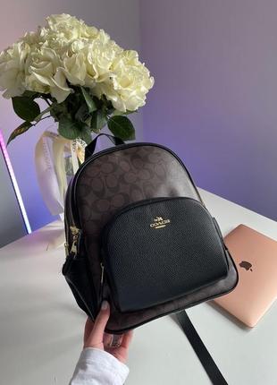 Рюкзак premium 1:1 coach large court backpack in signature canvas in brown/black