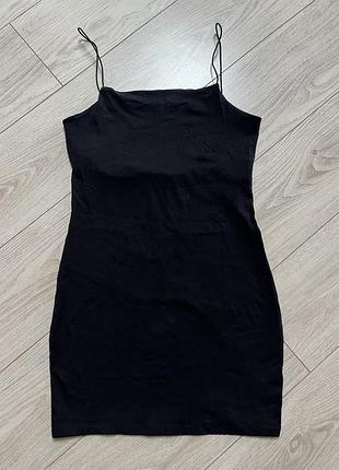Платье черное мини натуральное бретели шнурочки сарафан платье хлопок