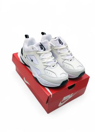 Кроссовки nike m2k tekno white/black белые с черным кеды женские кожа весенние осенние топ качество демисезонные демисезон низкие найк текно8 фото