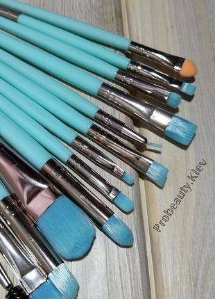 20 шт пензлі кисті для макіяжу neon blue probeauty4 фото