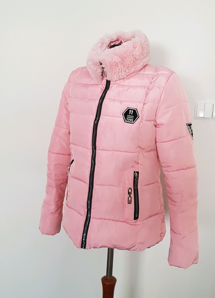Куртка осінньо-зимова пудрово-рожева13 фото