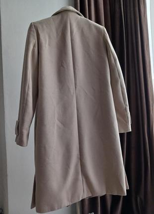 Песочное пальто до колен бежевое капучино женское пальто прямое8 фото