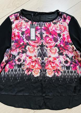 Блуза шионовая атласная сатиновая цветочный принт нарядный топ свободного кроя2 фото