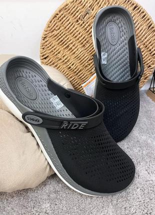 Чоловічі крокси сабо crocs literide 360 black/slate grey2 фото