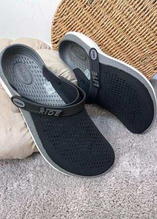 Чоловічі крокси сабо crocs literide 360 black/slate grey1 фото