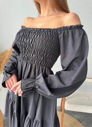 Базовое черное платье до колена миди2 фото